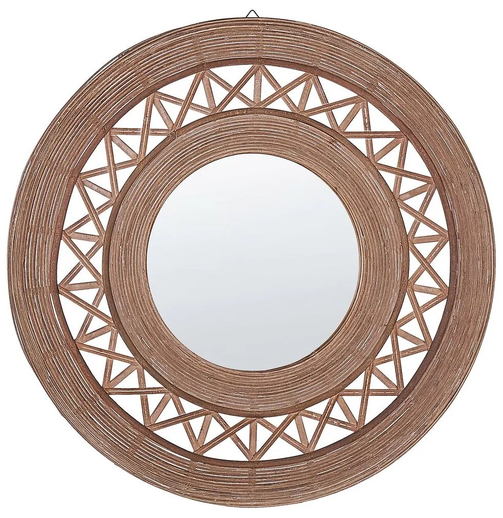 Espelho de parede em bambu castanho claro ø 62 cm CACOMA Beliani