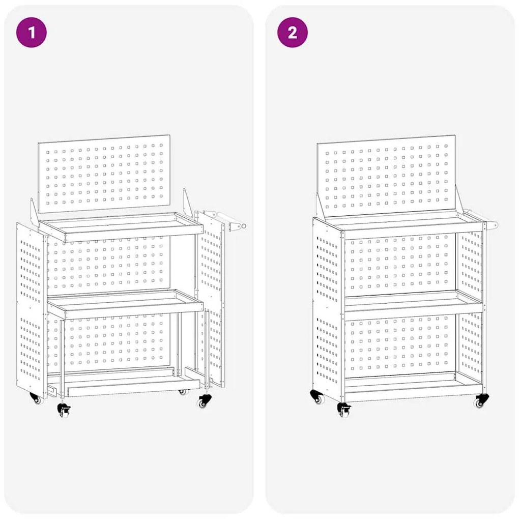 Carro de Ferramentas Branco 65 x 35 x 111 cm Metal