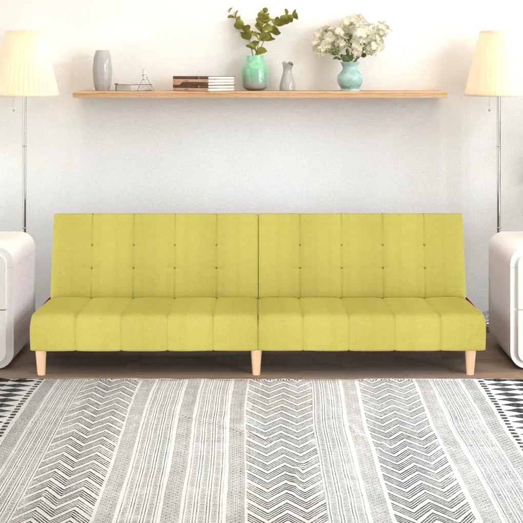 337350 vidaXL Sofá-cama de 2 lugares tecido verde