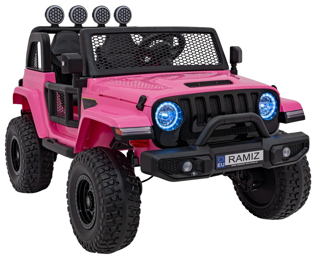 Jipe elétrico para Crianças OFF-ROAD 3.0 12V 4x4 Rodas Espuma EVA, Assento couro ecológico Rosa