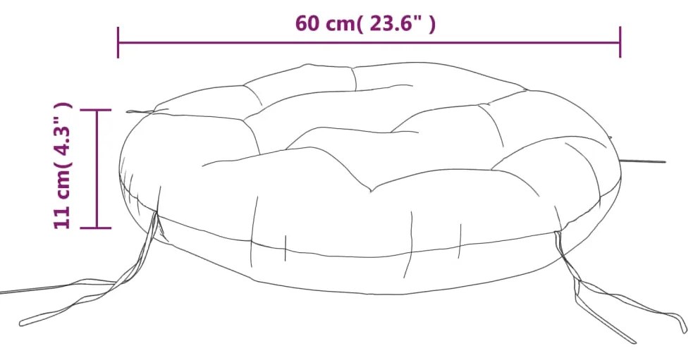 Almofadão redondo Ø 60 x11 cm tecido oxford antracite