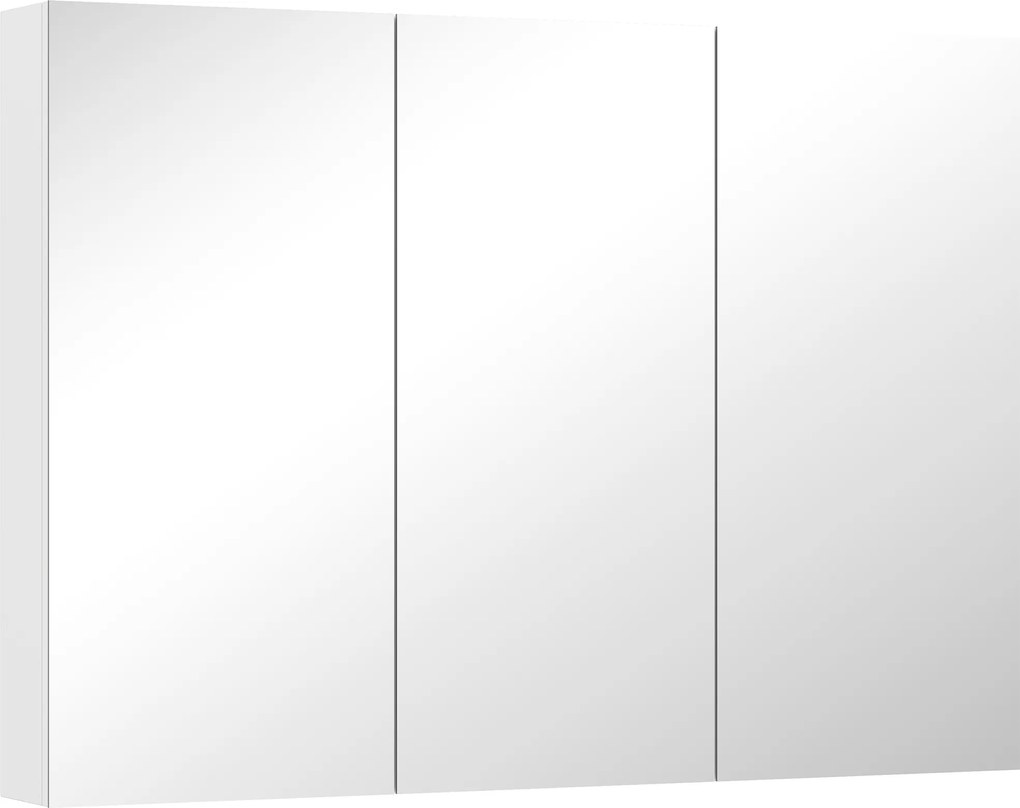 HOMCOM Armário de Casa de Banho com Espelho Armário de Parede Casa de Banho Suspenso com 3 Portas Prateleiras Ajustáveis 91,5x11,5x65 cm Branco | Aosom Portugal