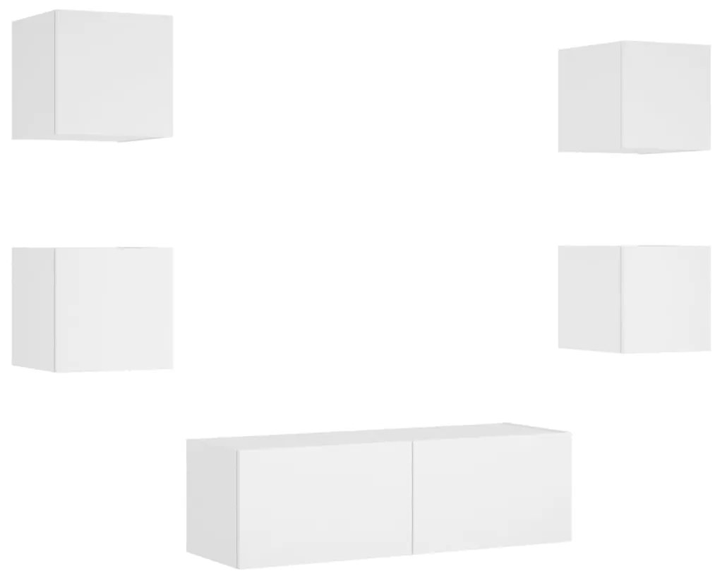 5 pcs móveis de parede para TV com luzes LED branco