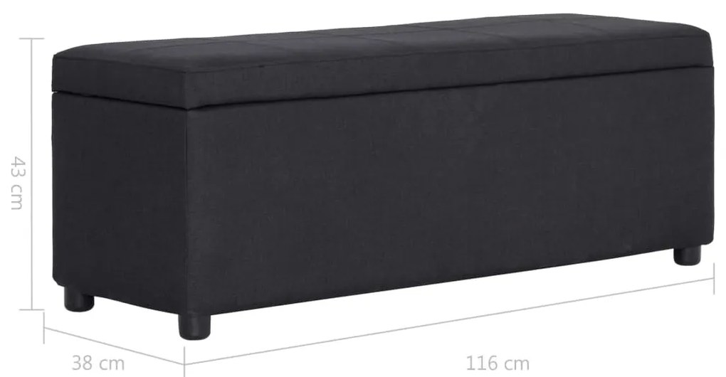 Banco com compartimento de arrumação 116 cm poliéster preto