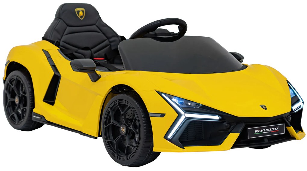 Carro elétrico para Crianças Lamborghini Revuelto 12V 4x4 Rodas Espuma EVA, Assento couro ecológico Amarelo