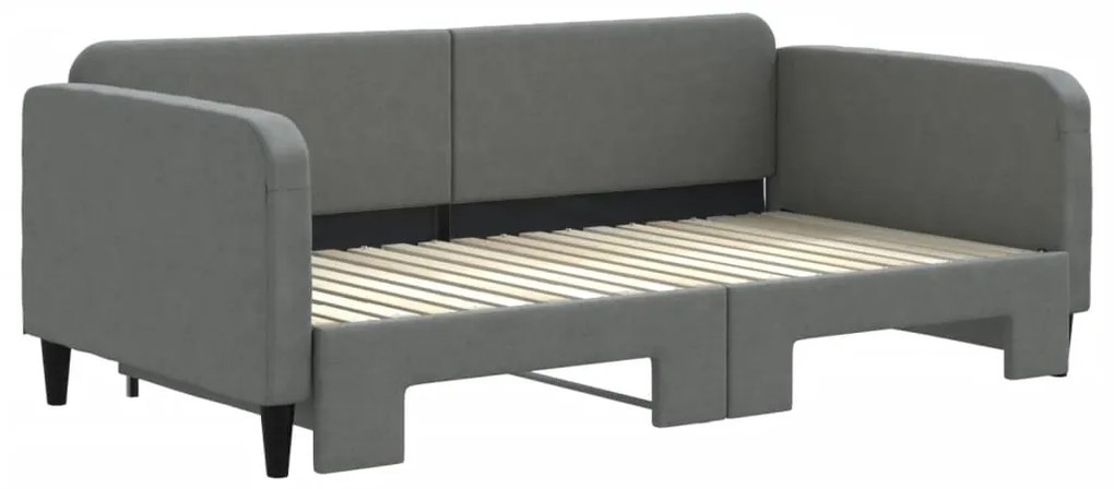 Sofá-cama com gavetão 90x190 cm tecido cinzento-escuro