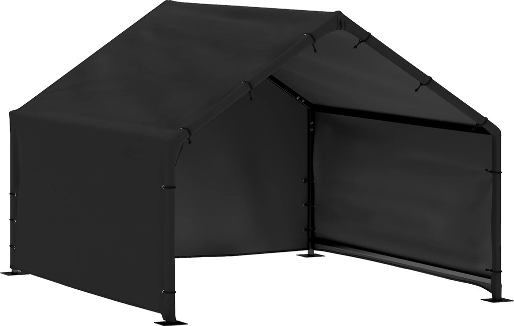 PawHut Casota para cães com cobertura resistente à água e UV, para cães até 30 kg 125 x 110 x 93 cm Preto | Aosom Portugal