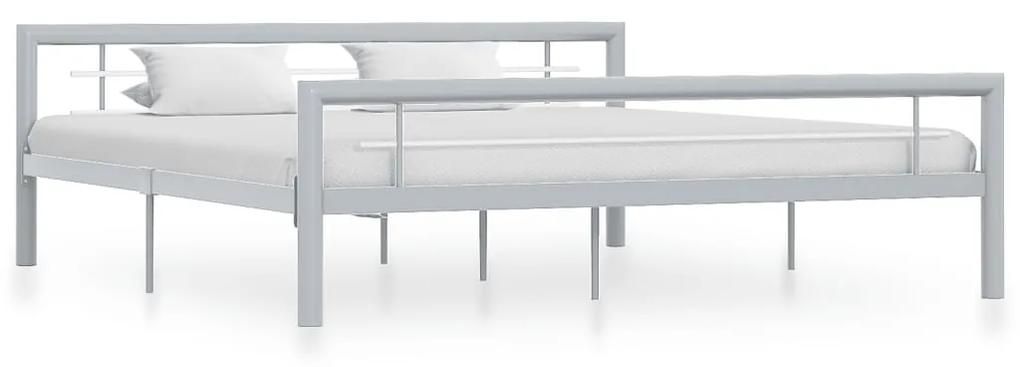 284561 vidaXL Estrutura de cama 180x200 cm metal cinzento e branco