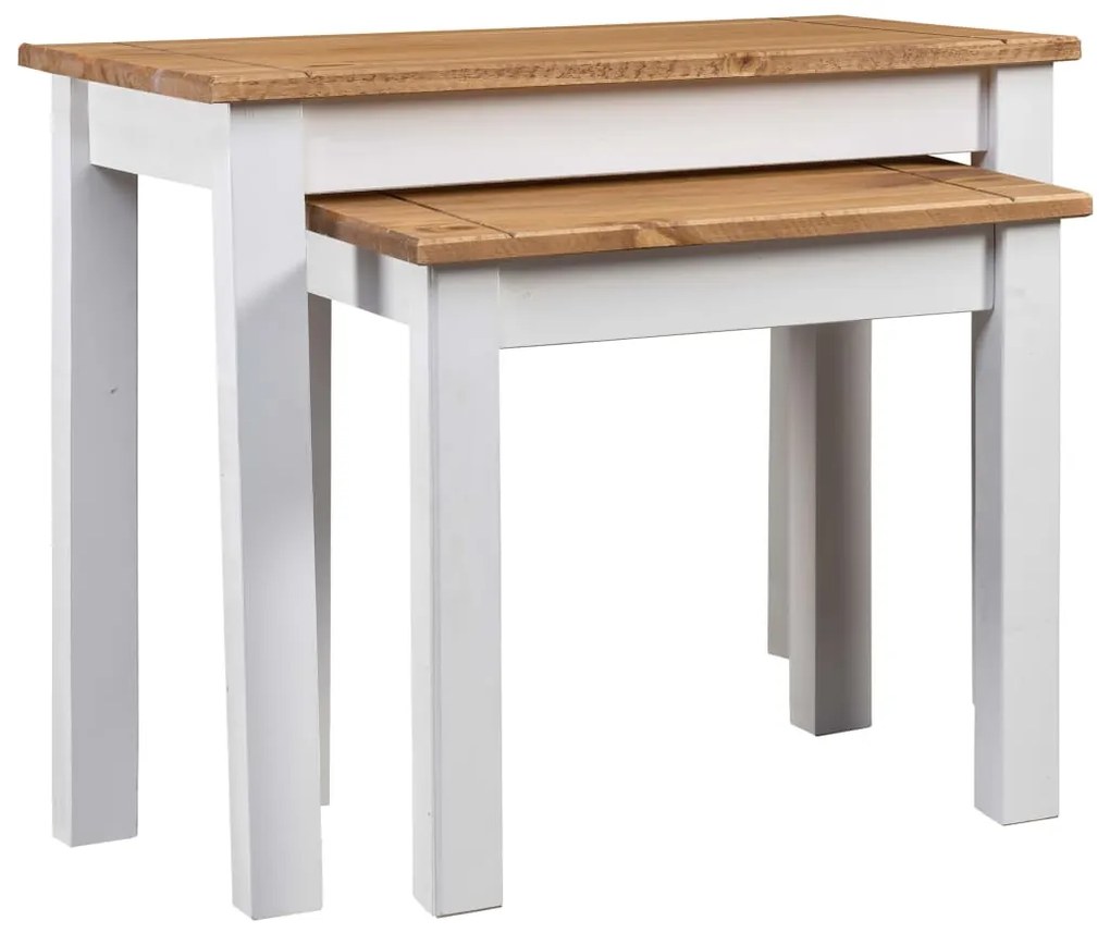 vidaXL Mesas de encastrar 2 pcs madeira de pinho maciça Panama branco