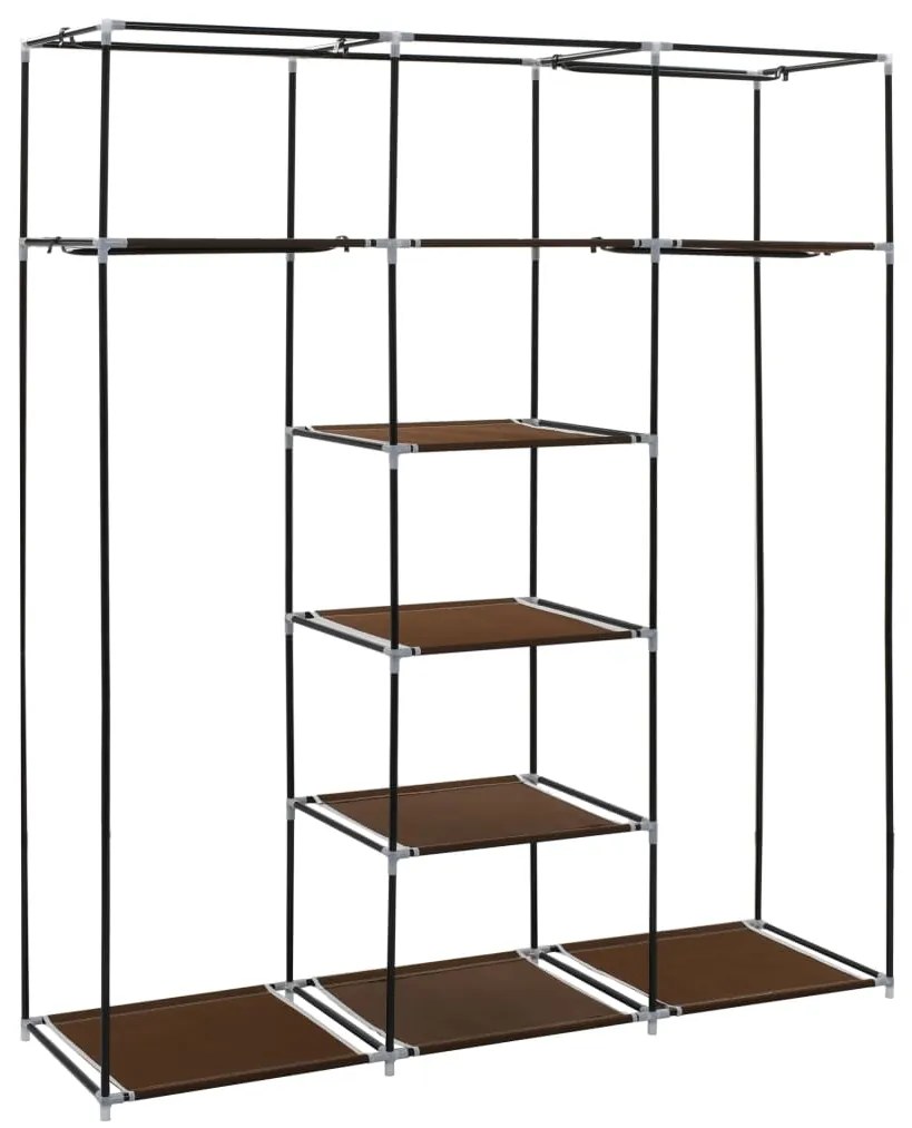 Roupeiro compartimentos e varões 150x45x175cm tecido castanho