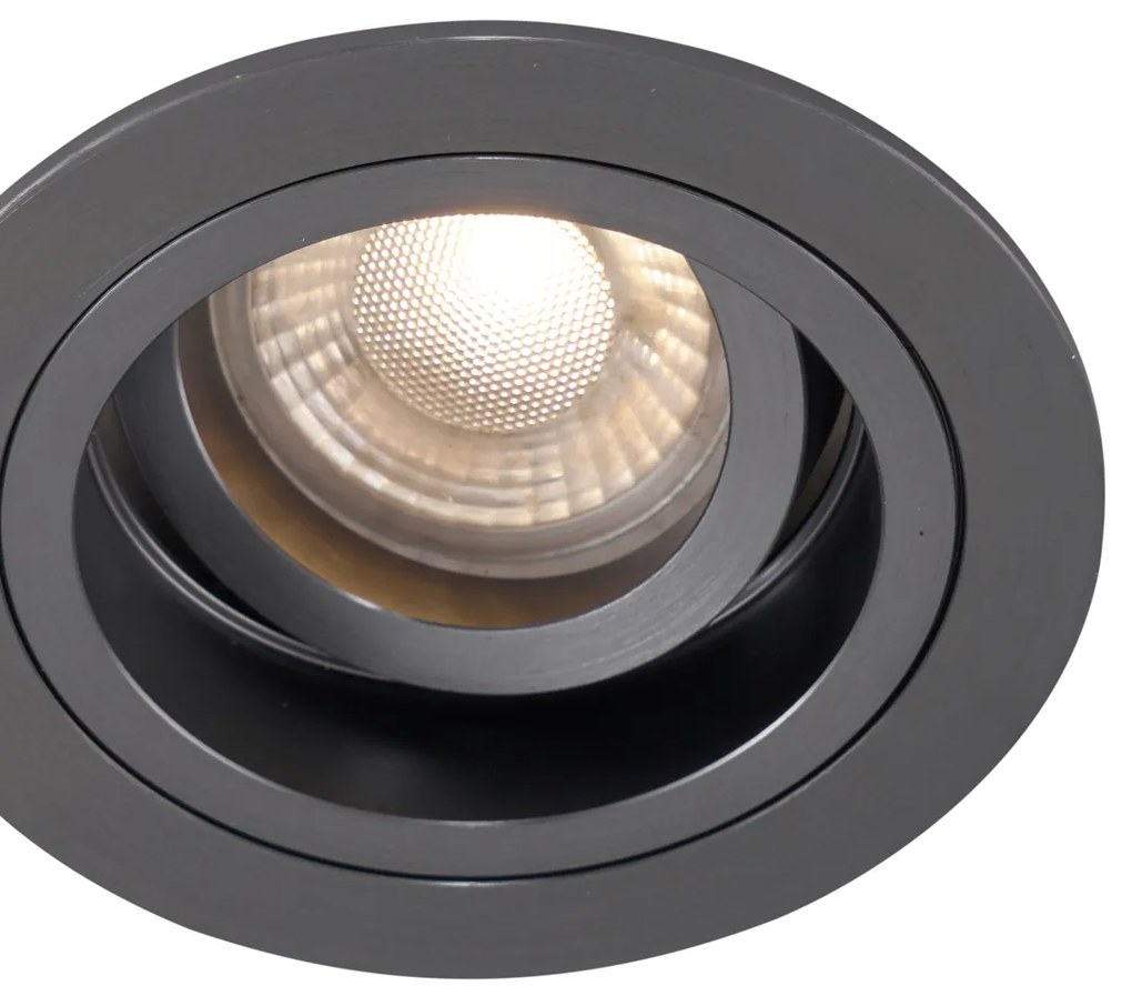 Conjunto de 6 Focos Embutidos Modernos Gunmetal GU10 50mm Redondos Inclináveis - Chuck