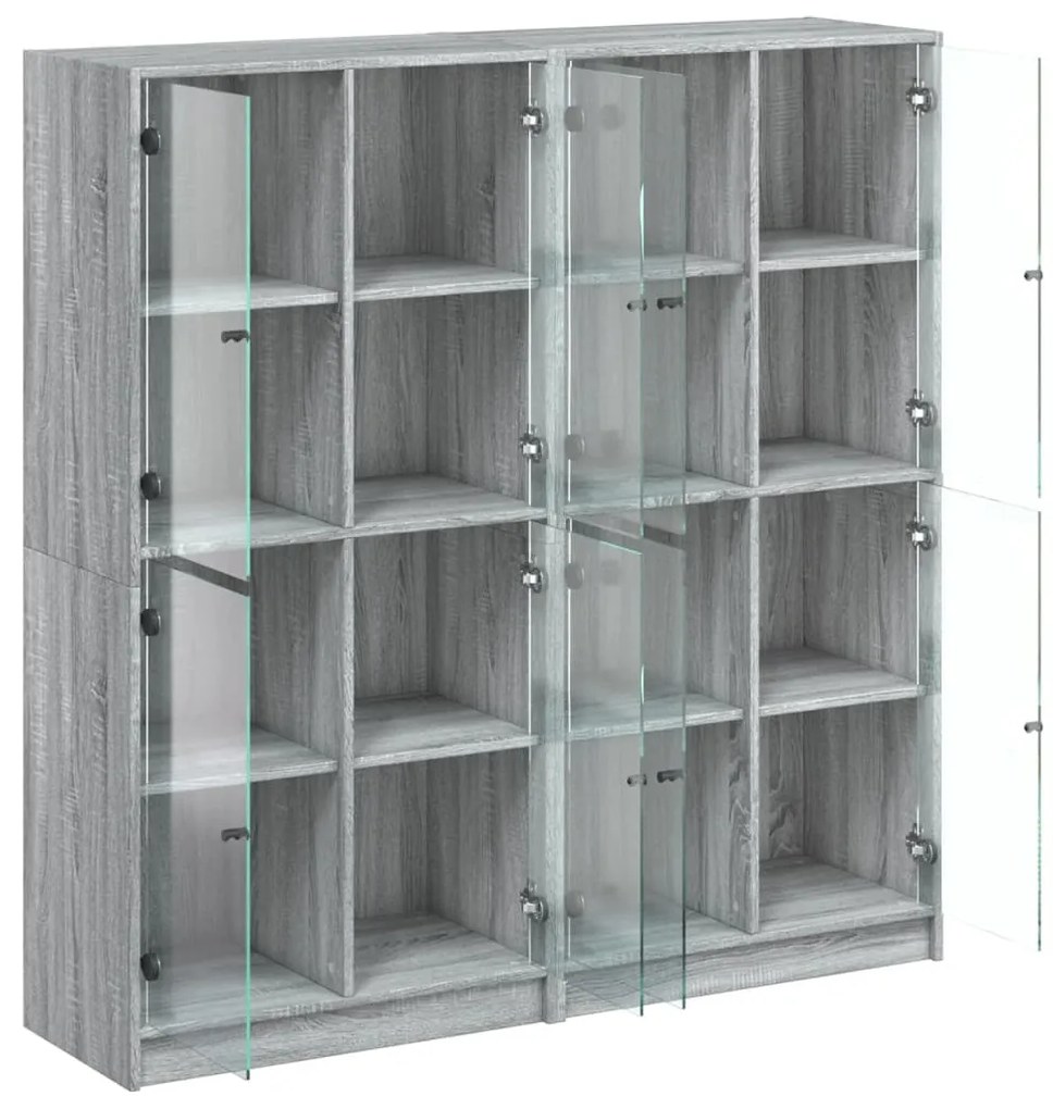 Estante c/ portas 136x37x142 cm derivados madeira cinza sonoma