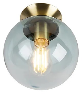 Candeeiro de teto Art Déco em latão com vidro azul - Pallon