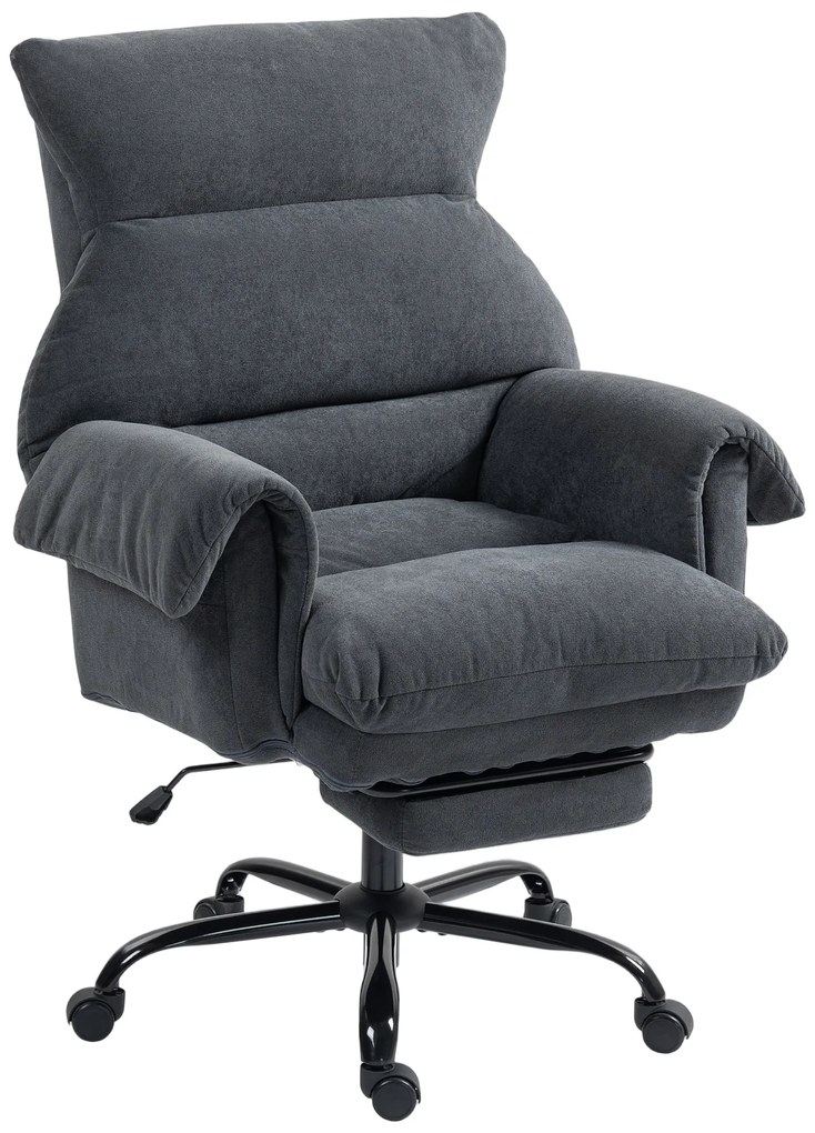 HOMCOM Cadeira de Secretária com Apoio para os Pés Encosto Reclinável e Acolchoada Espesso 80x80x106-114 cm Cinzento | Aosom Portugal