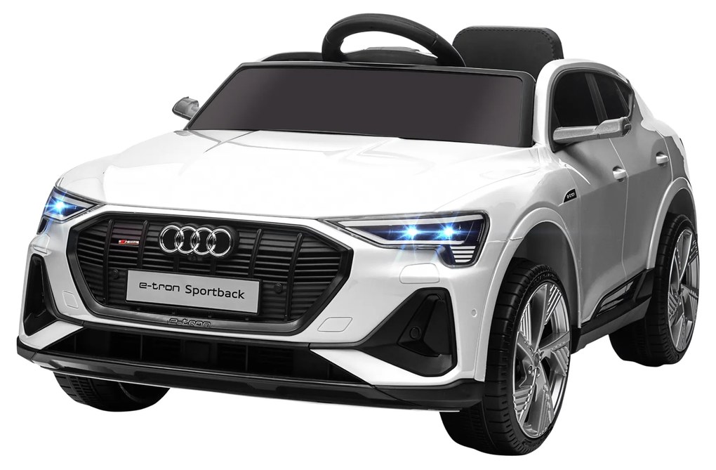 HOMCOM Carro Elétrico para Crianças Audi E-Tron 12V Controle Remoto Faróis Buzina Música MP3 TF USB e 108x60x47cm Branco | Aosom Portuga