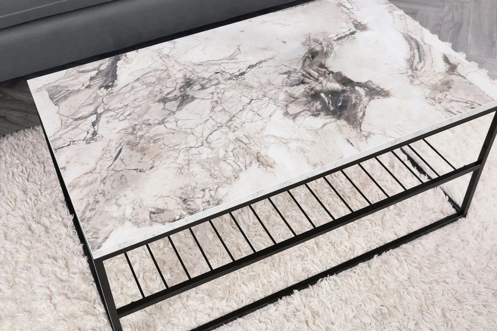 Mesa de Centro Asude – Branco e Preto – 95x42x55 cm