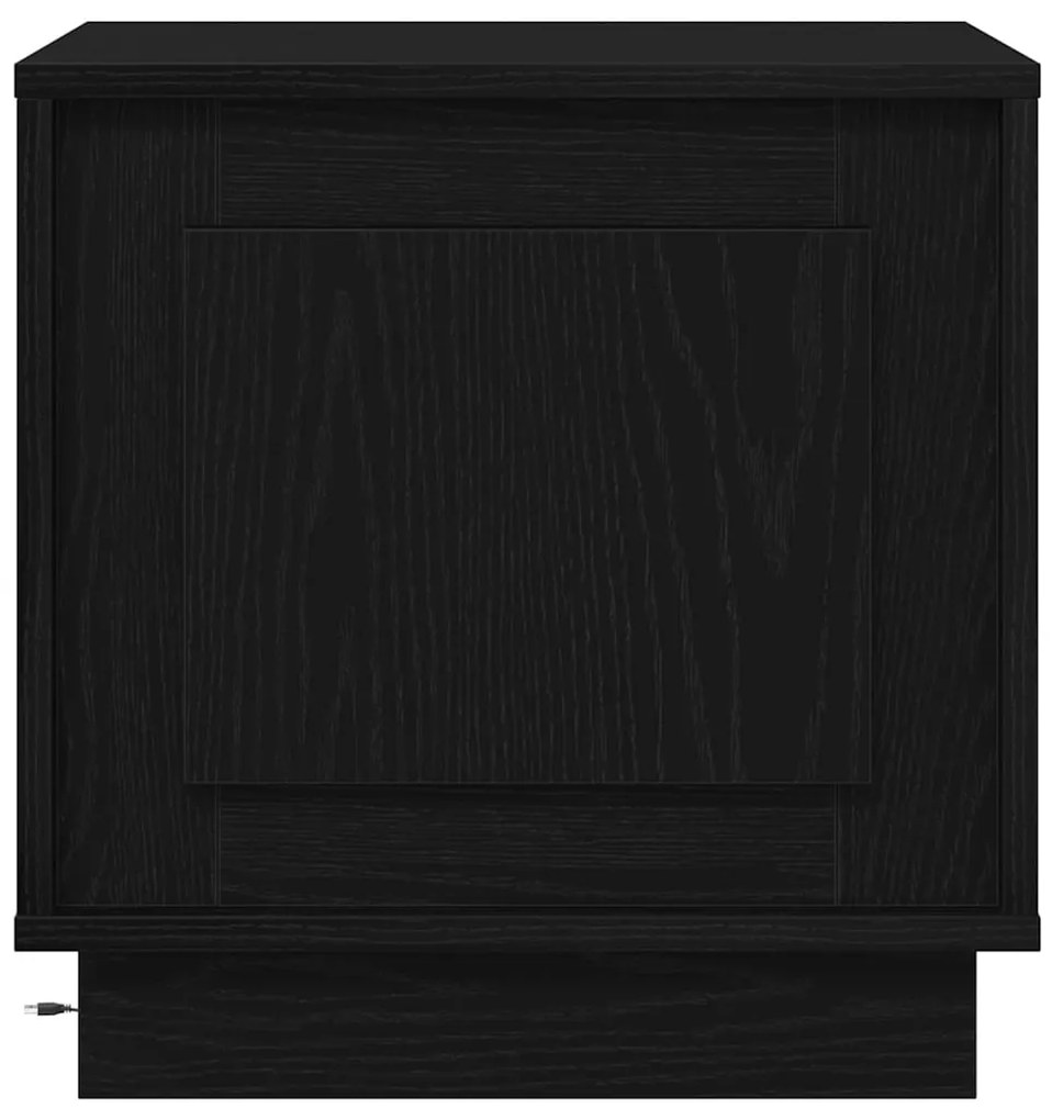 Criado-mudo com Luzes LED Carvalho Preto 44x34,5x45 cm