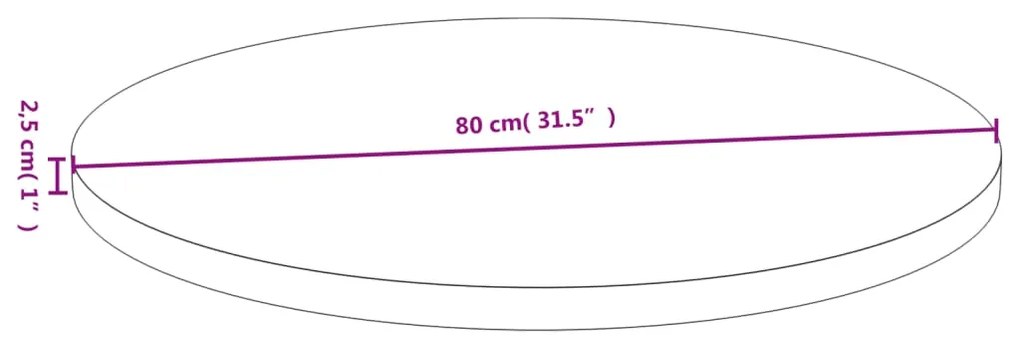 Tampo de mesa Ø80x2,5 cm bambu