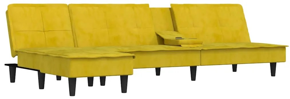 Sofá-cama em forma de L 255x140x70 cm veludo amarelo