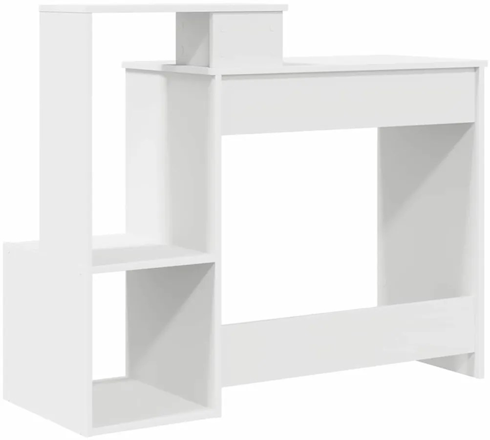 Mesa de Computador Branca Branca Aglomerado Padrão Armazenamento