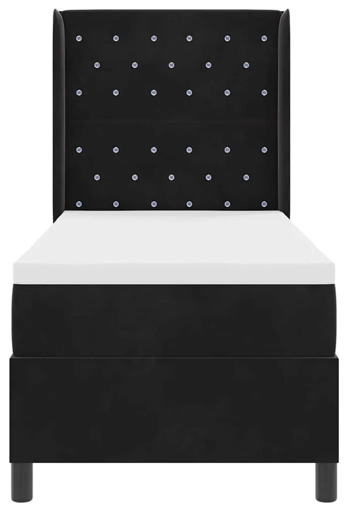 Cama Box Spring vidaXL com Colchão e LED Preto 80x200 cm Veludo