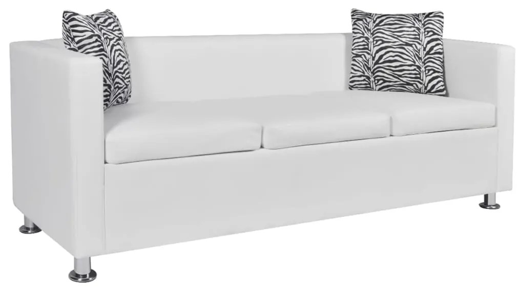 Conjunto de sofás de 2 e 3 lugares couro artificial branco