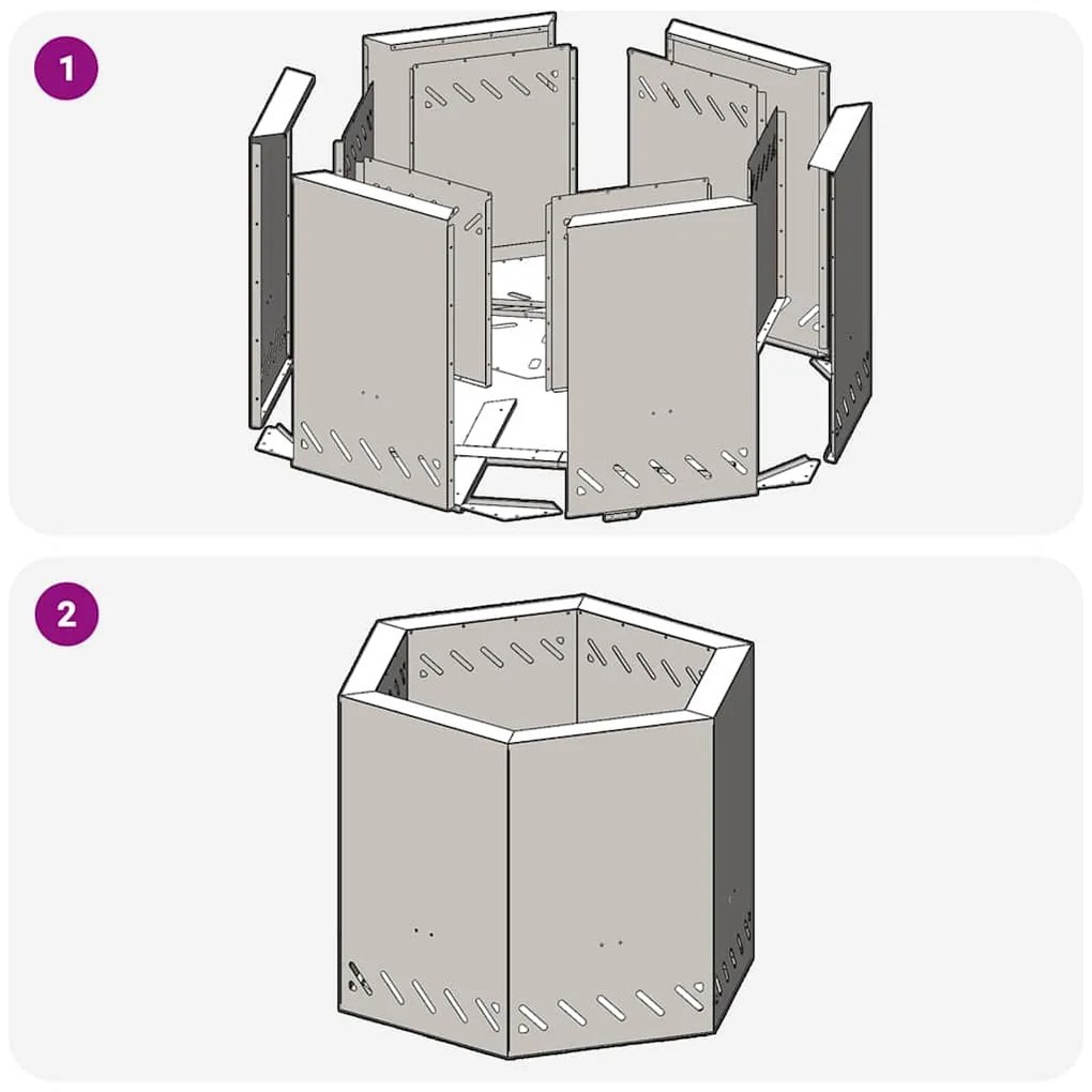 Fogueira Sem Fumaça Hexagonal Preta 58x58x51 cm Aço