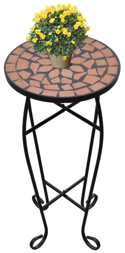Mesa de apoio para plantas em mosaico terracota