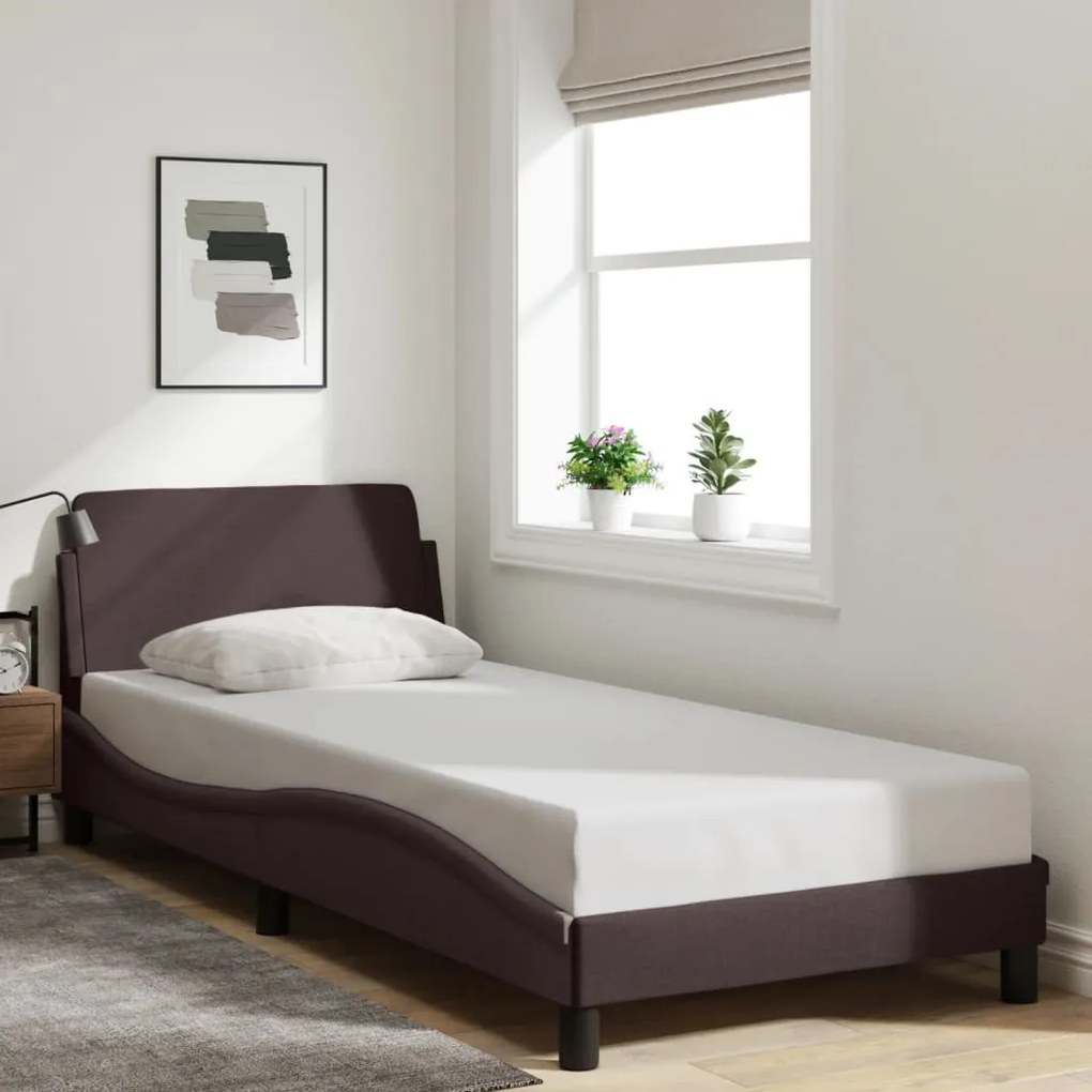 vidaXL Estrutura de cama sem colchão 80x200 cm tecido castanho-escuro