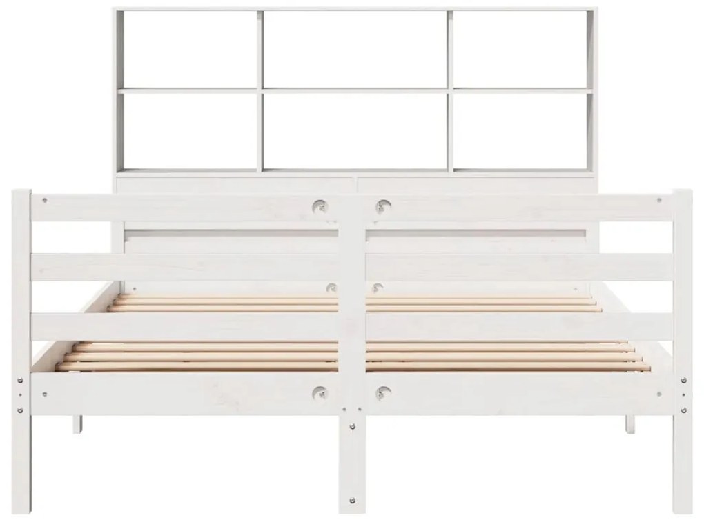 Cama com estante sem colchão 140x200 cm pinho maciço branco