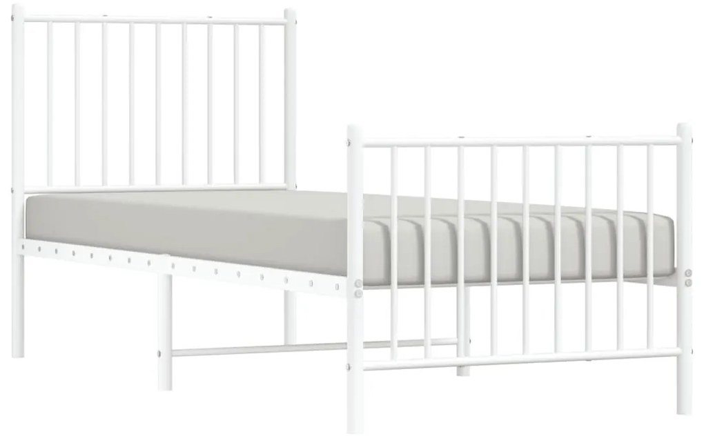 Estrutura de cama com cabeceira e pés 75x190 cm metal branco