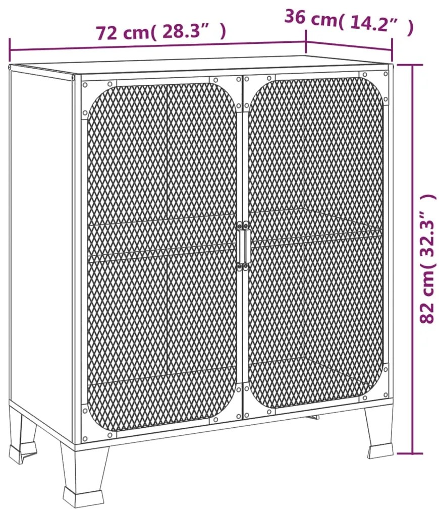Armário de arrumação 72x36x82 cm metal/MDF castanho rústico