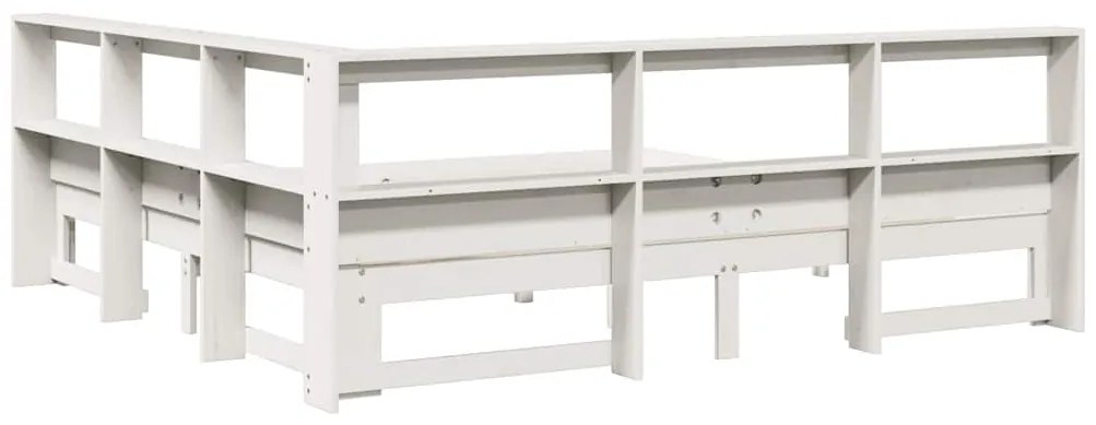 Cama com estante sem colchão 180x200 cm pinho maciço branco
