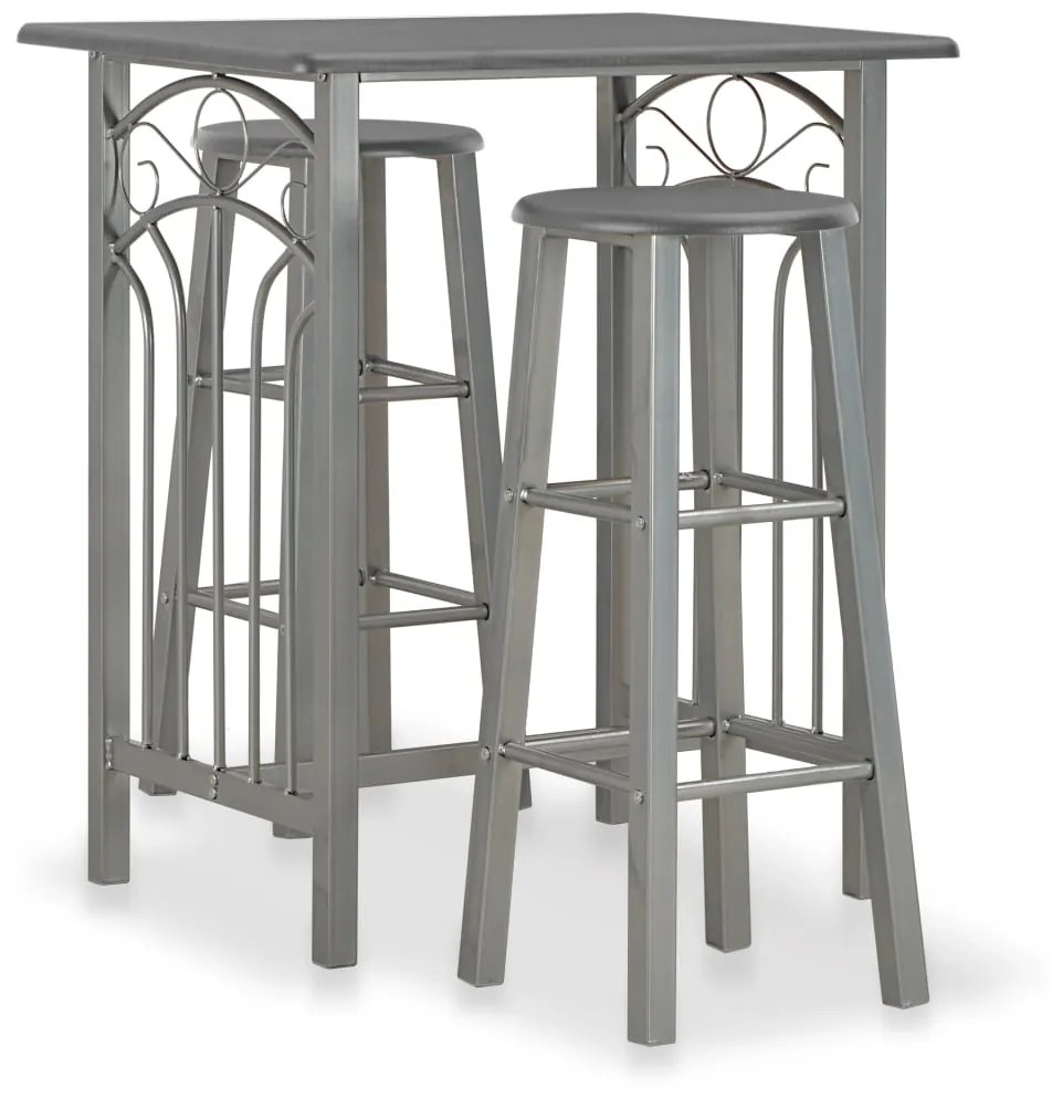 vidaXL 3 pcs conjunto de bar em madeira e aço antracite