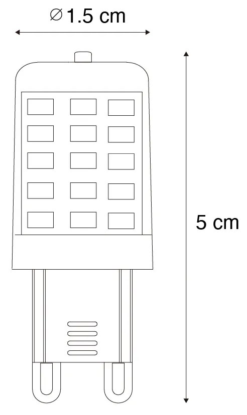 Conjunto de 2 Lâmpadas LED Dimáveis G9 3W 250lm 3000K