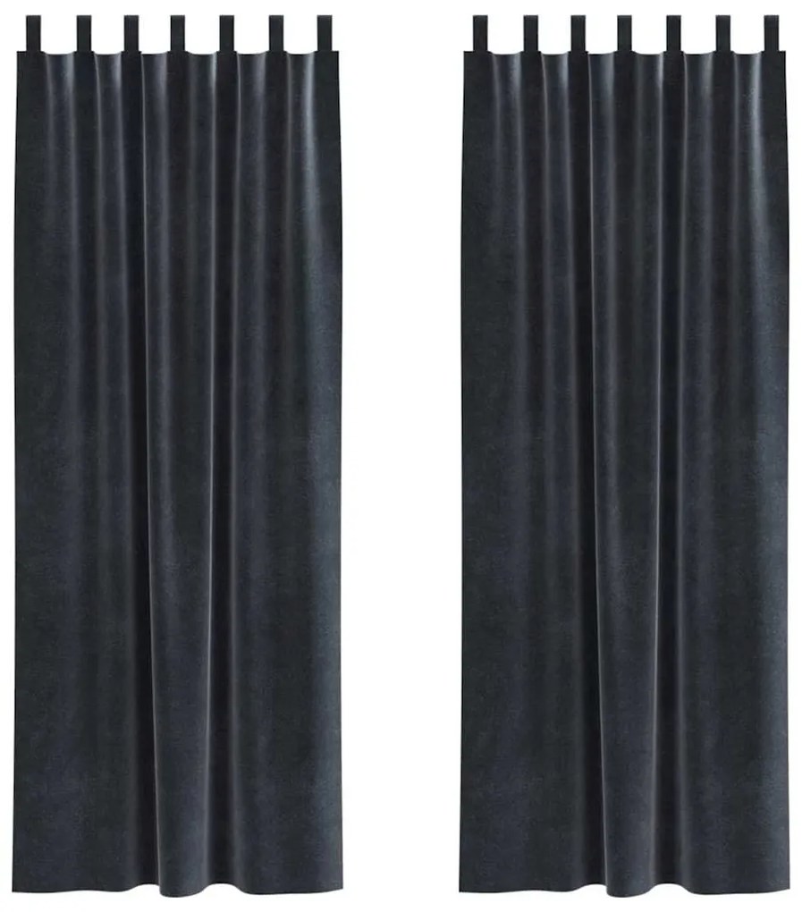 Cortinas Blackout vidaXL com alças para pendurar 2 pcs Cinza Escuro Ve