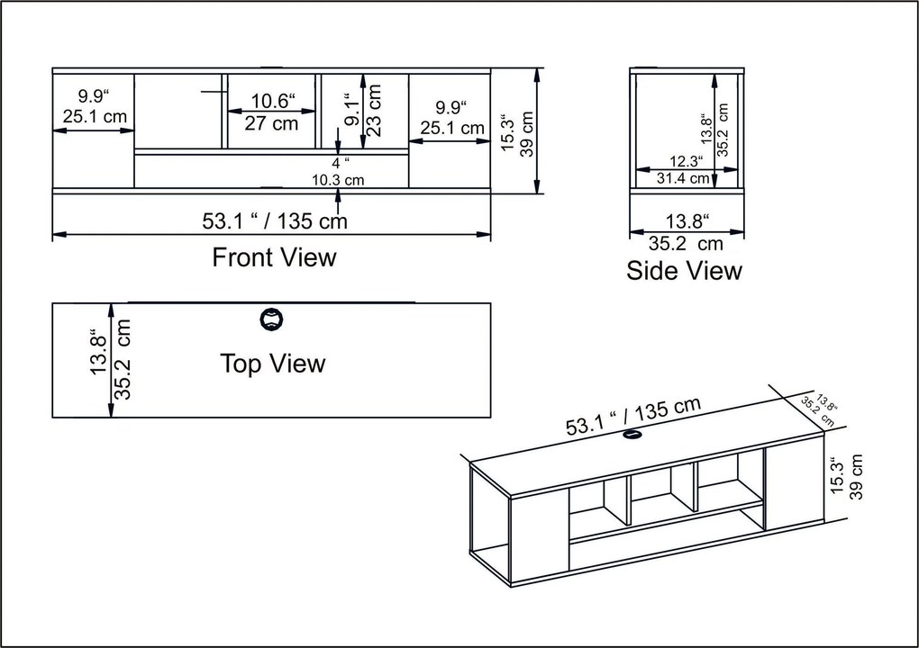 Móvel para TV Paldi – Preto – 135x39x35,2 cm