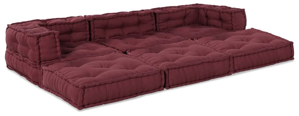 vidaXL Sofá Modular 3 pcs Maroons tecido