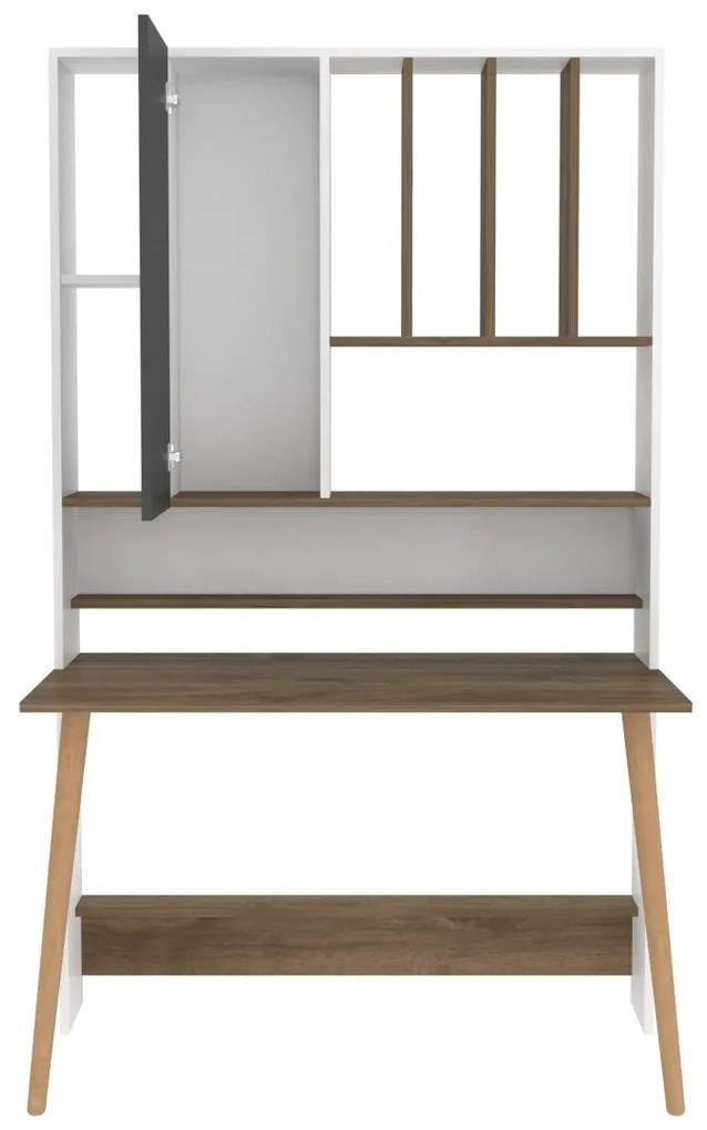 Secretária Wood – Branco/Nogueira – 120x60x196,6 cm