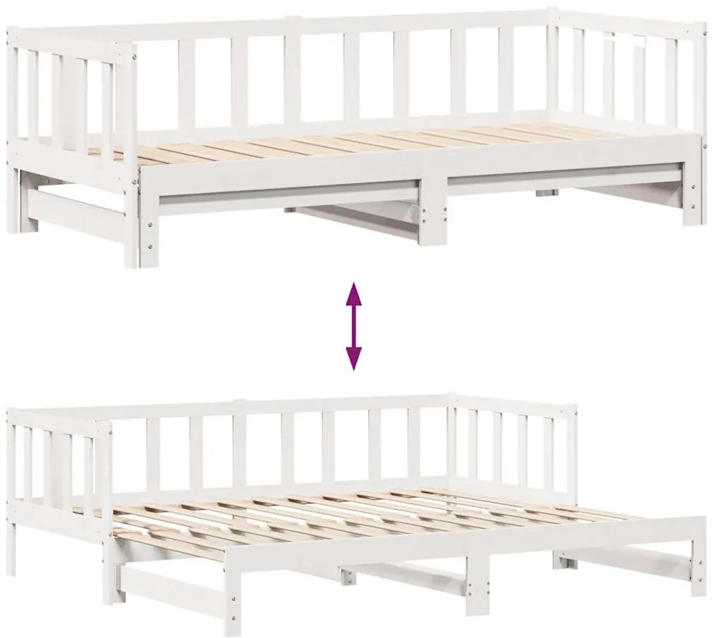 Sofá-cama com gavetão e gavetas sem colchão 90x200 cm branco