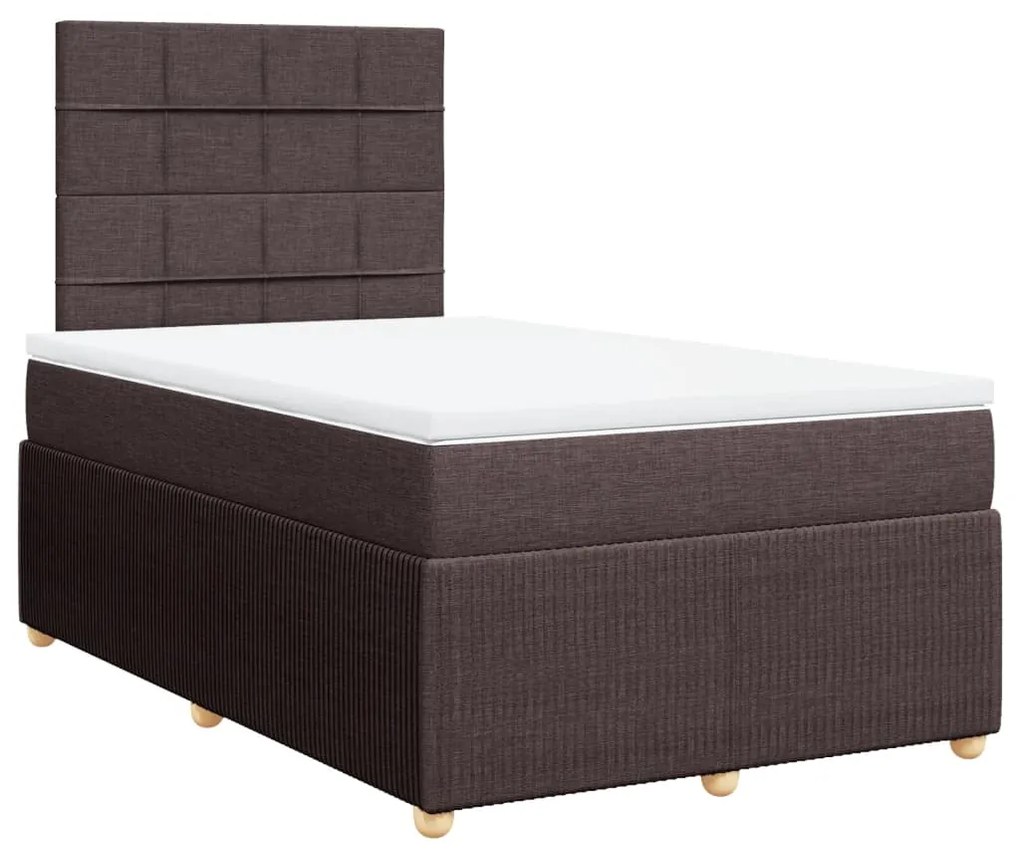 Cama boxspring com colchão 120x190 cm tecido castanho-escuro