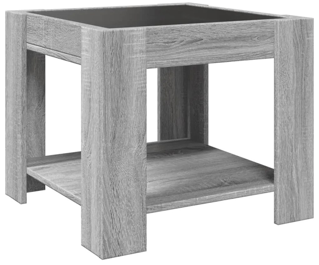 Mesa de centro c/ LEDs 53x53x45 cm derivados de madeira