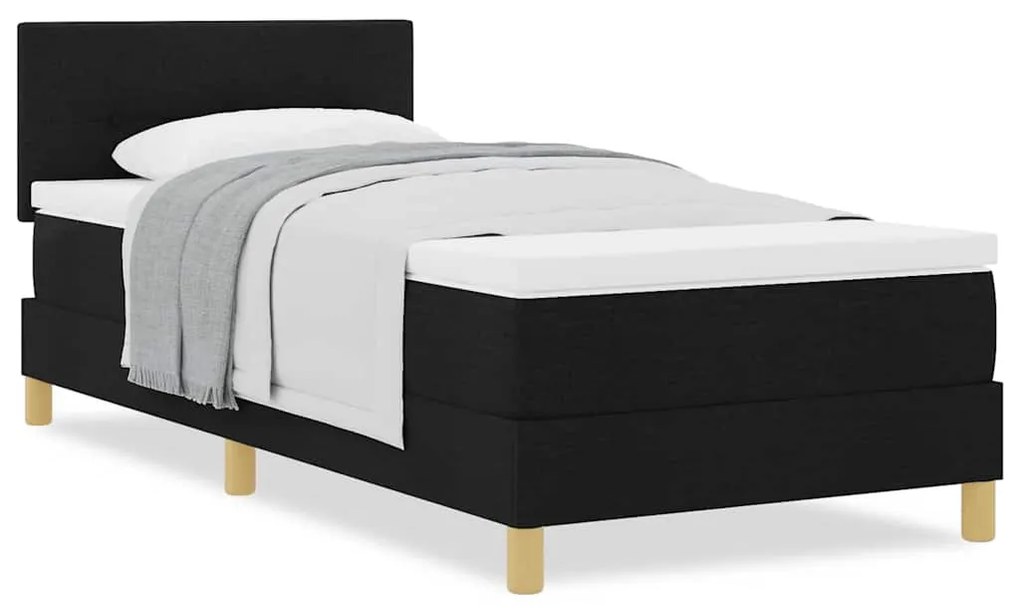 Cama Box com Colchão Preta 90x190 cm Tecido
