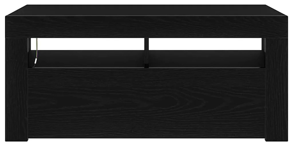 Gabinete de TV vidaXL com LED Preto Carvalho 90x35x40 cm Madeira engen