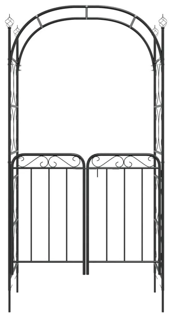 Arco de jardim c/ portão 108x45x235 cm aço preto