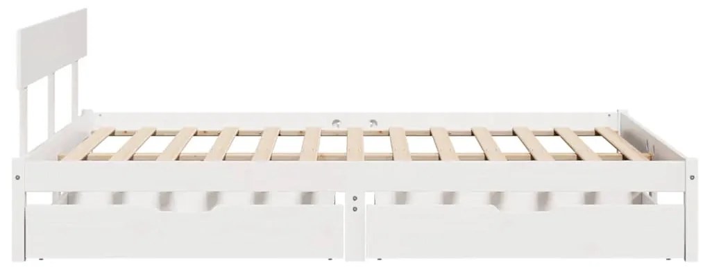 Cama sem colchão 140x200 cm madeira de pinho maciça branco