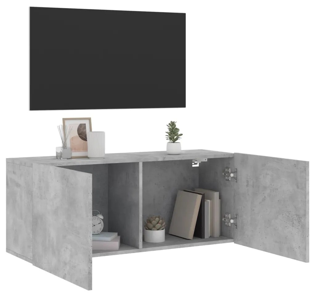 Móvel de parede para TV 100x30x41 cm cinzento cimento