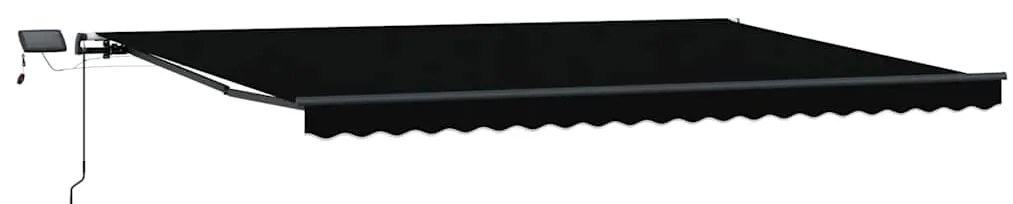 Toldo Retrátil Manual com LED Preto 500x300 cm