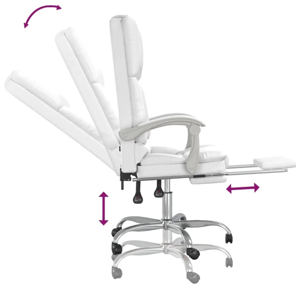 Cadeira escritório massagens reclinável couro artificial branco
