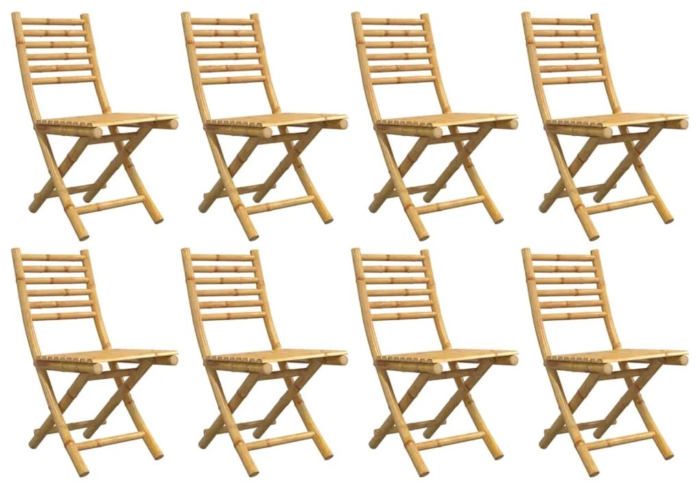 Cadeiras de jardim dobráveis 8 pcs 43x54x88 cm bambu